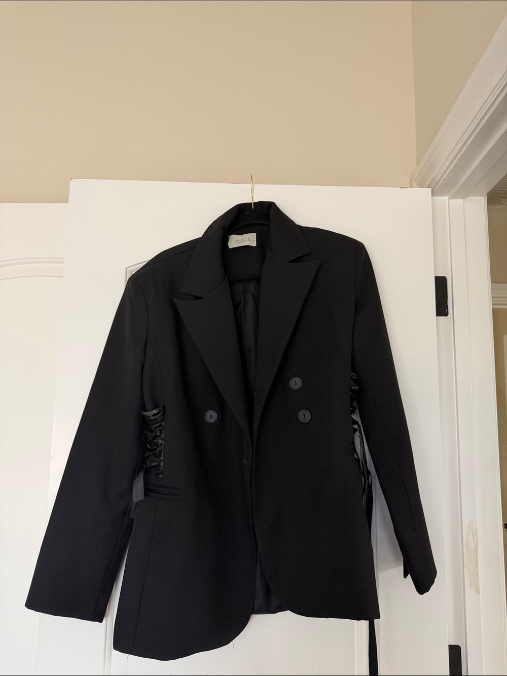 Black Double-Breasted Women's Blazer Jacket